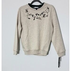 Hastings & Smith Sweatshirt‎ Medium Petite Embroidered Bird Holiday Pullover NEW